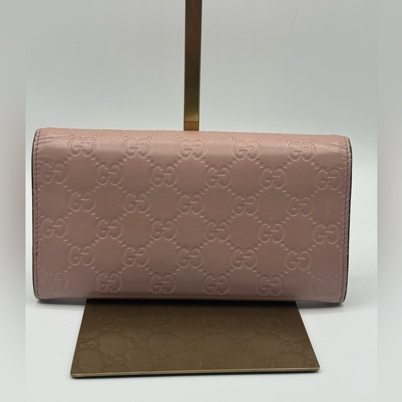 Gucci Pink Embossed Leather Long Wallet In Pristine Condition Rose Pink - Picture 4 of 16